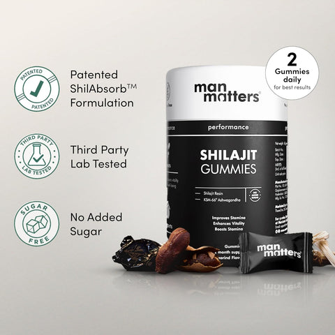 Man Matters Pure Himalayan Shilajit Gummies with KSM 66 Ashwagandha 60 Gummies