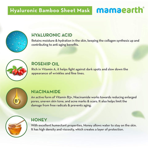 Mamaearth Hyaluronic Bamboo Sheet Mask with Rosehip Oil for Soft and Plump Skin-25g