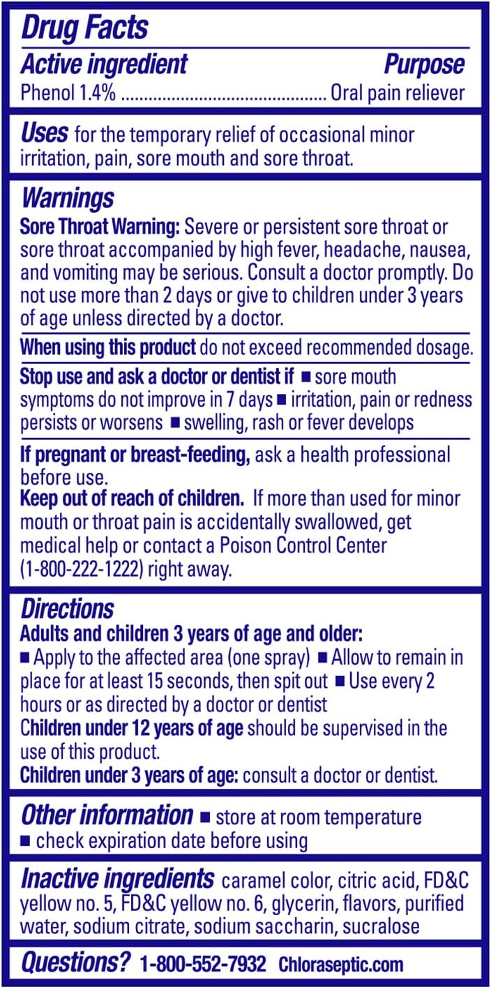 Chloraseptic Honey Lemon Sore Throat Spray, Liquid, 6 Fl Oz - Image 2