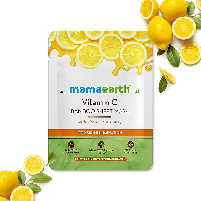 Mamaearth Vitamin C Bamboo Sheet Mask with Honey for Skin Illumination - 25g - Image 2