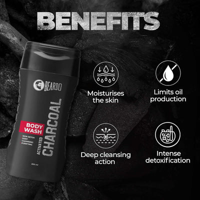 Beardo Charcoal Body Wash - Activated Charcoal Formula - 200ml - Image 3