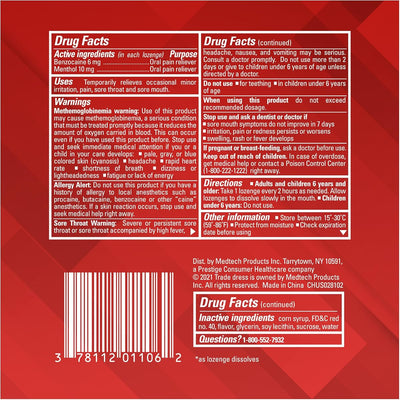 Chloraseptic Sore Throat Lozenges Cherry with Liquid Center - Benzocaine, 18 Lozenges - Image 8