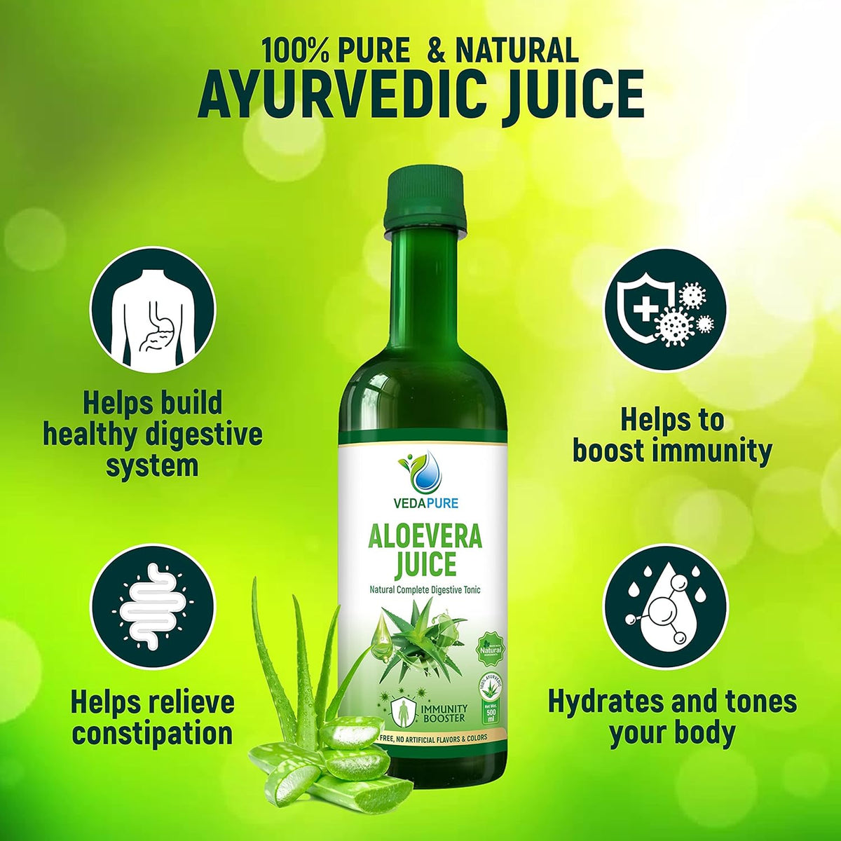 Vedapure Aloe Vera Juice - 500 ml Functional Drink - Image 3