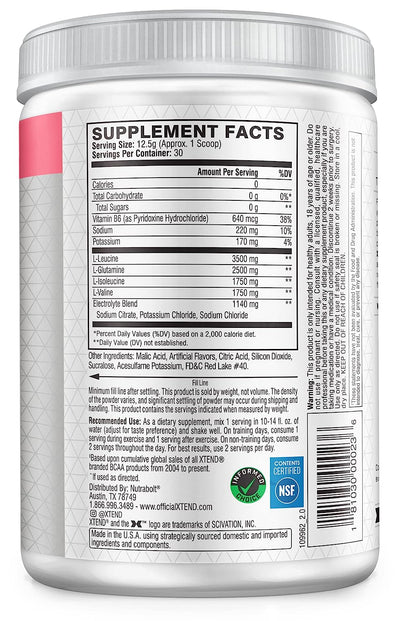 XTEND Original BCAA Powder - Watermelon Explosion, Zero Calorie, 30 Servings - Image 2