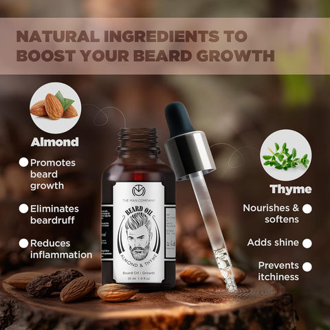 The Man Company Beard Oil for Growing Beard Faster with Almond & Thyme 30ml