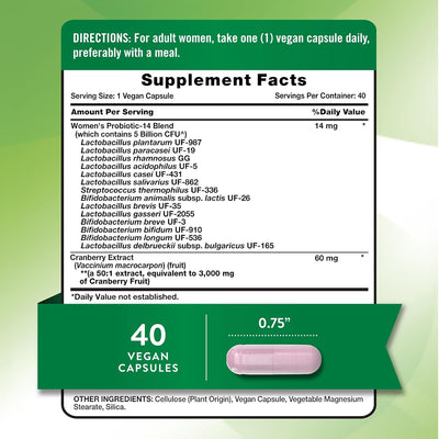Nature's Truth Women's Probiotics with Cranberry - 40 Vegetarian Capsules, 5 Billion CFUs - Image 2