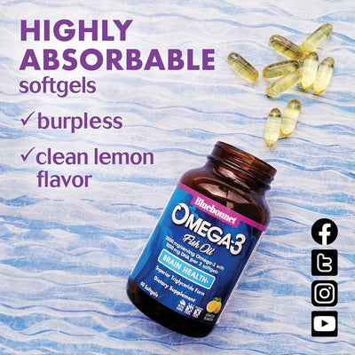 BlueBonnet Omega-3 Brain Formula Capsules - 60 Count - Image 2