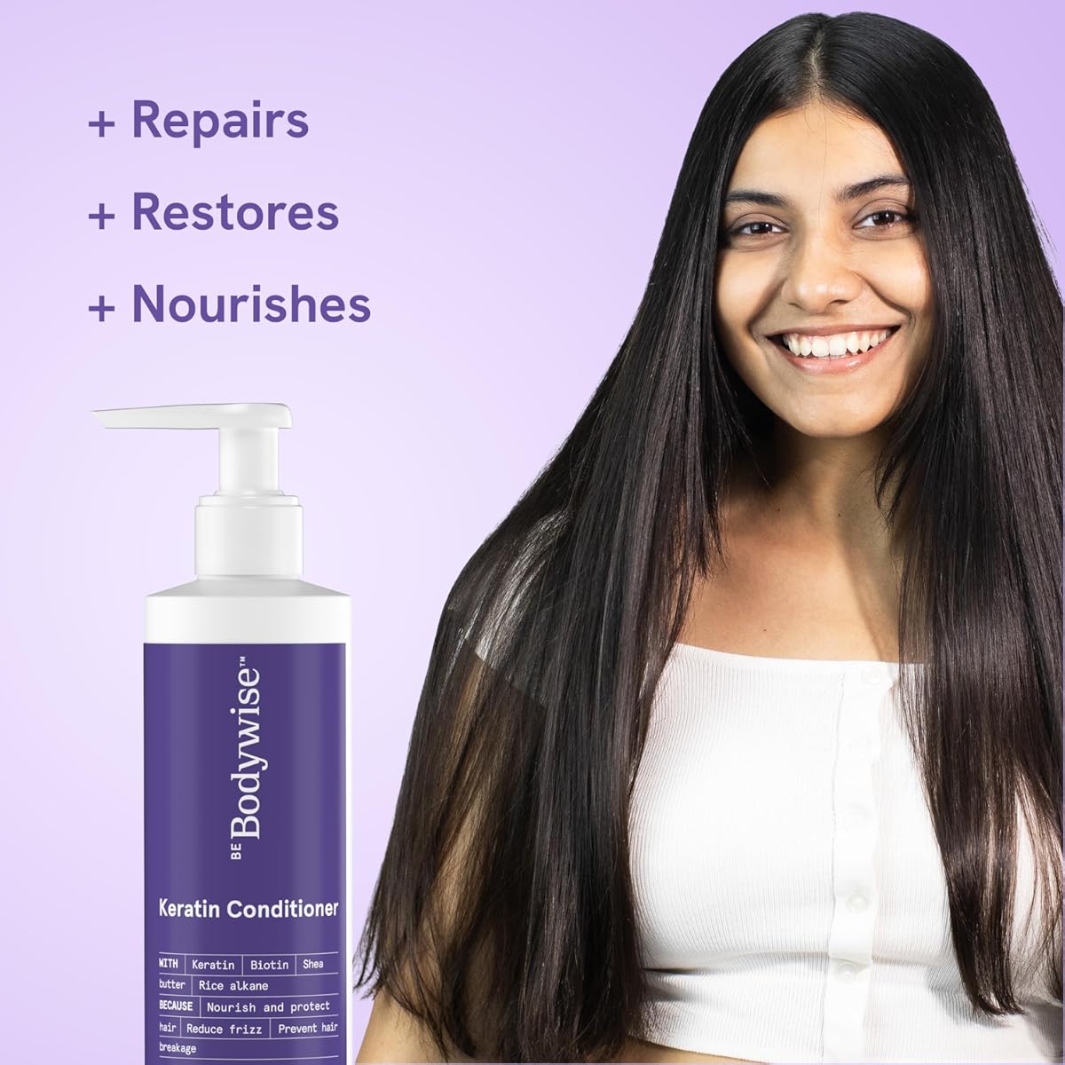 Be Bodywise Keratin Conditioner - Moisture Locking, Frizz Reduction - 200ml - Image 4
