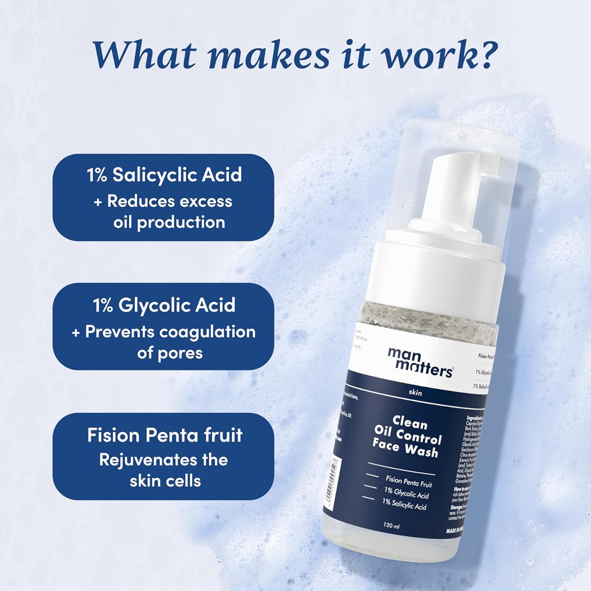 Man Matters Face Serum with 1% Salicylic & Glycolic Acid - 120ml - Image 3