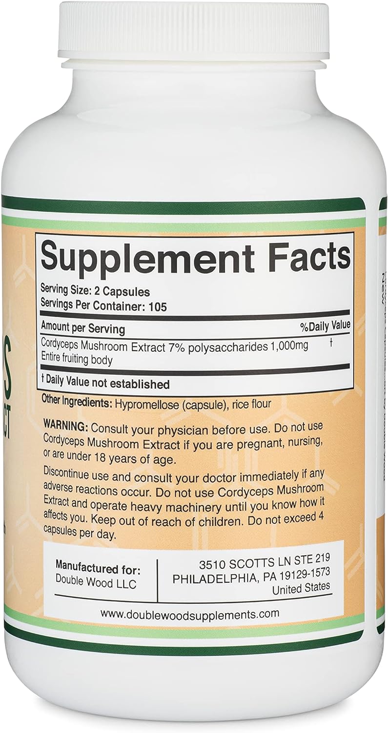 Doublewood Cordyceps Capsules, Herbal Supplement - 210 Count - Image 3