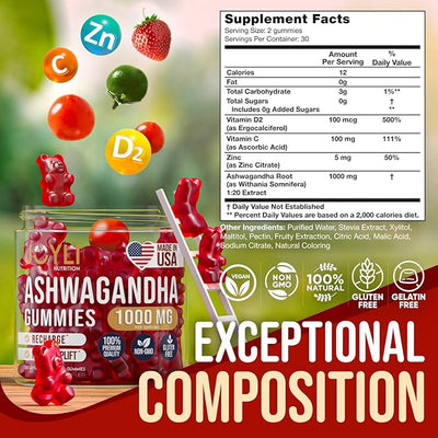 Joyli Ashwagandha Gummies for Women & Men - Herbal Nutrition - 60 Gummies - Image 3