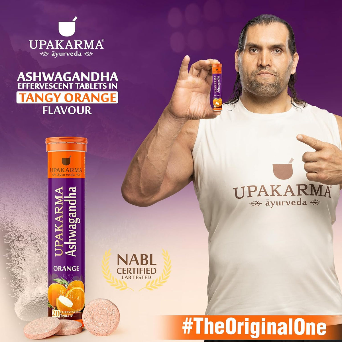 Upakarma Ashwagandha Effervescent Tablets - Orange Flavour - 20 Tablets - Image 2