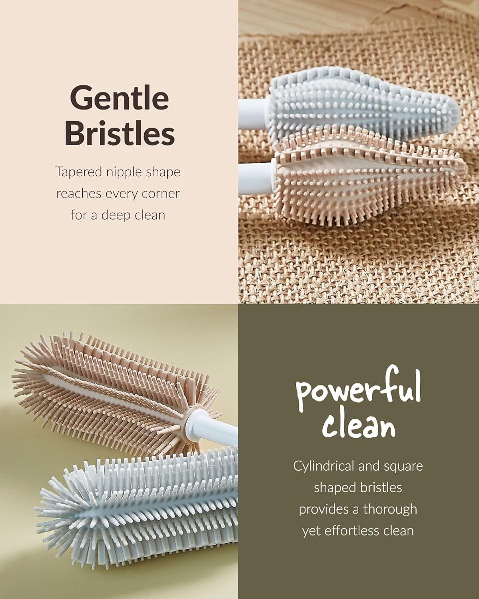 Moyuum Silicone Bottle Cleaning Brush Set with Rotating Handle - Mint - Image 4