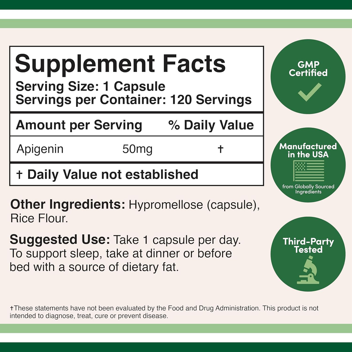 Doublewood Apigenin Supplement - 50mg Capsules, 120 Count - Image 2