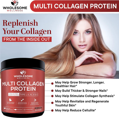 Wholesome Multi Collagen Peptides Protein Powder, Unflavored, 454g - Image 7