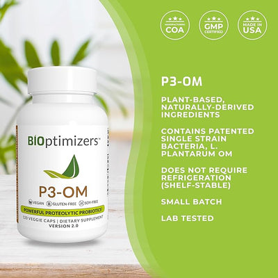 BiOptimizers P3-OM Probiotic & Prebiotic Supplement - 120 Capsules - Image 4