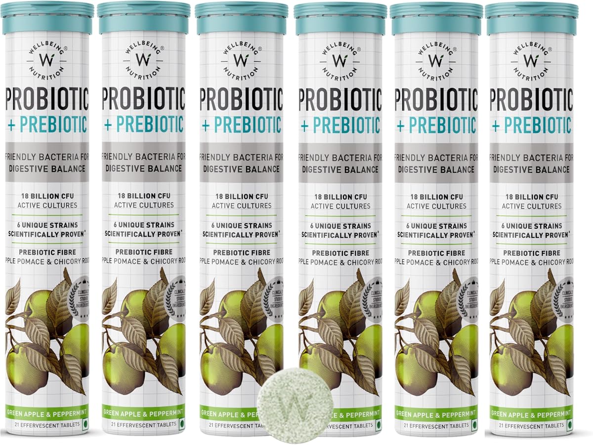 Wellbeing Nutrition Probiotic + Prebiotic Supplement - 21 Effervescent Tablets