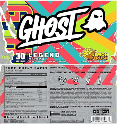 Ghost Legend V3 Lemon Crush Pre-Workout Powder, 30 Servings, 435g - Image 2