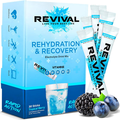 مشروبات ريفايفل (REVIVAL) الوظيفية للترطيب بنكهات متنوعة، عبوة 30 حصة