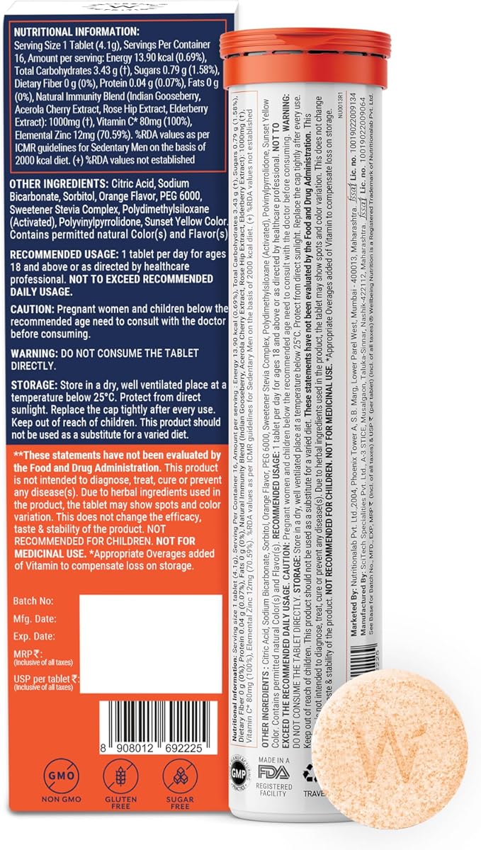 Wellbeing Nutrition Organic Vitamin C + Zinc Effervescent Tablets, 16 Pack - Image 7