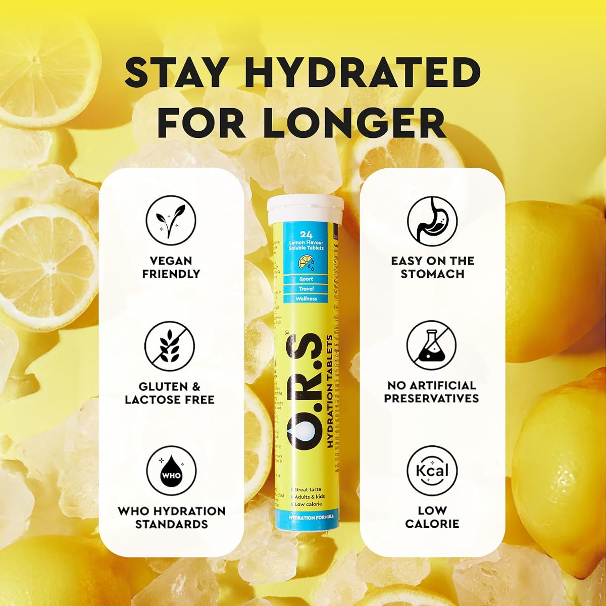 ORS Lemon Electrolyte Hydration Tablets - Vegan, Gluten-Free, 24 Pack - Image 3
