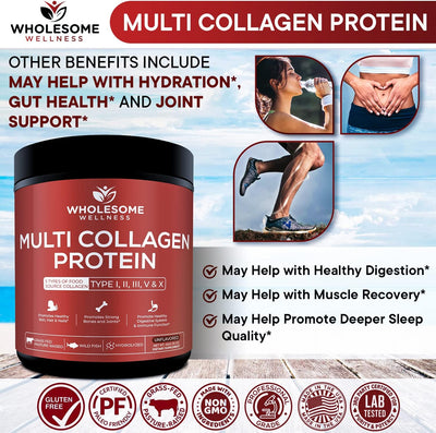 Wholesome Multi Collagen Peptides Protein Powder, Unflavored, 454g - Image 6