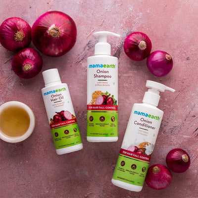 Mamaearth Onion Hair Oil & Shampoo Set - Reduces Hair Fall, 425ml - Image 3