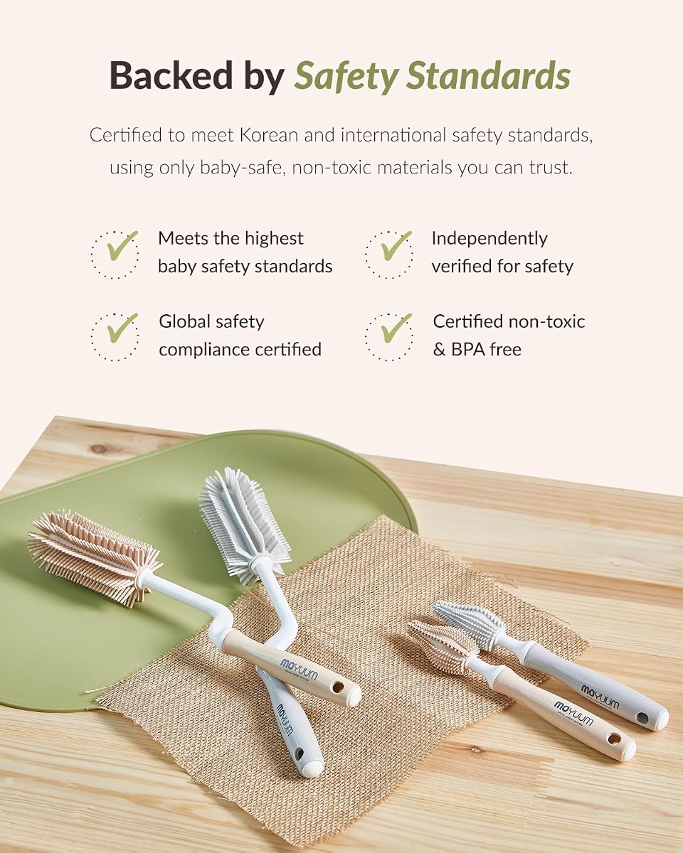 Moyuum Silicone Bottle Cleaning Brush Set with Rotating Handle - Mint - Image 7