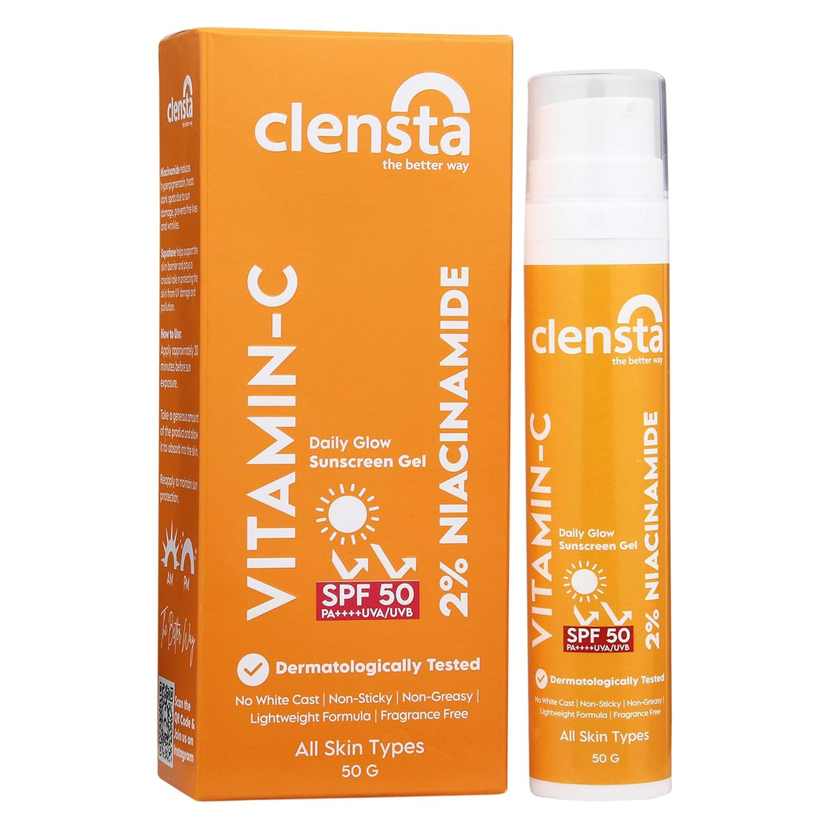 Clensta Vitamin C Daily Glow Sunscreen Gel SPF 50+++, 50 ml