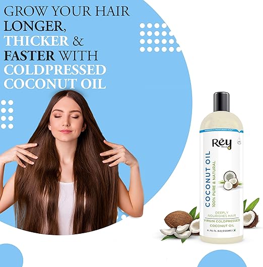 ReyNaturals Cold Pressed Coconut Oil for Hair & Skin - 200ml - Image 2