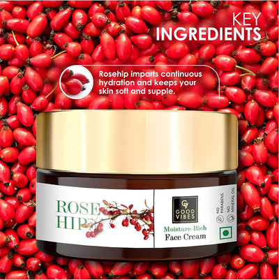 Good Vibes Rosehip Moisture Rich Face Cream - 100g - Image 3