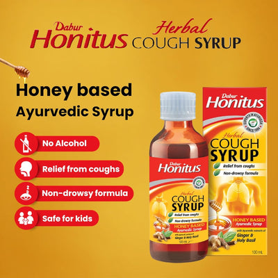Dabur Honitus Herbal Cough Syrup - Honey & Ginger, 100 ml - Image 2