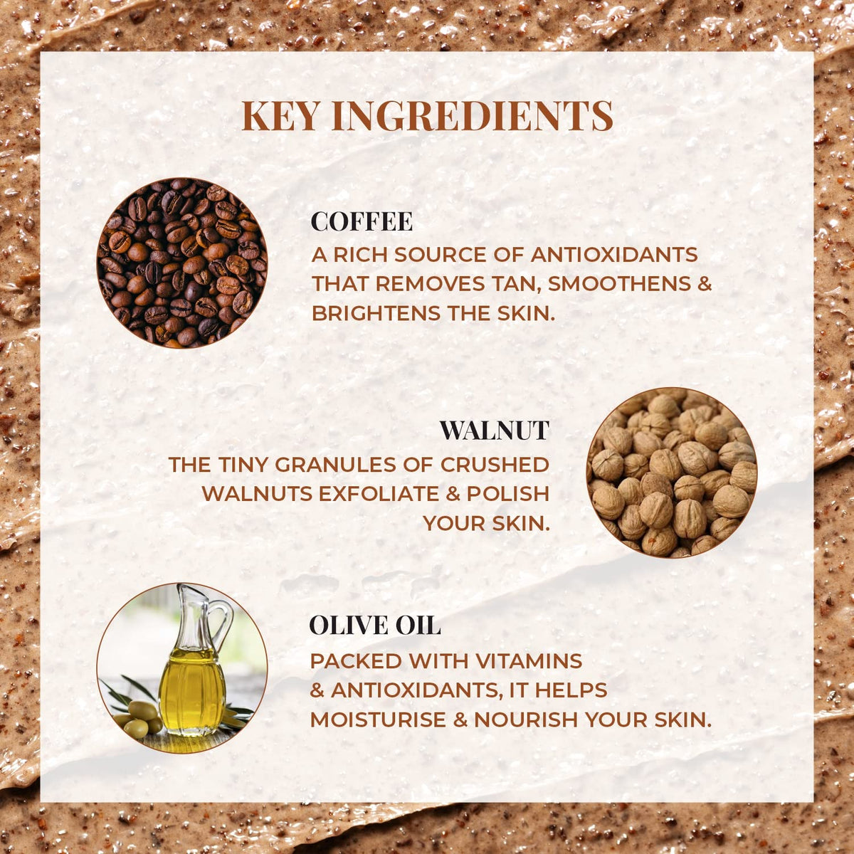 Just Herbs Coffee & Walnut Exfoliating Detan Scrub - Face & Body, 100g - Image 3