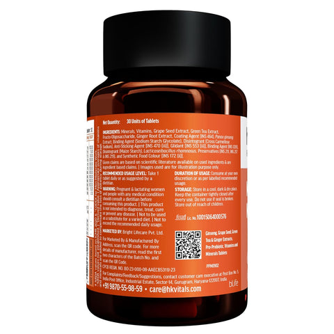 HK Vitals Multivitamin Plus Men، 60 قرصًا | فيتامينات متعددة يومية للرجال، لتعزيز الطاقة، والقدرة على التحمل، والمناعة، وصحة الأمعاء، والقلب، والعظام، والعضلات
