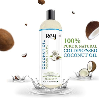 ReyNaturals Cold Pressed Coconut Oil for Hair & Skin - 200ml - Image 4
