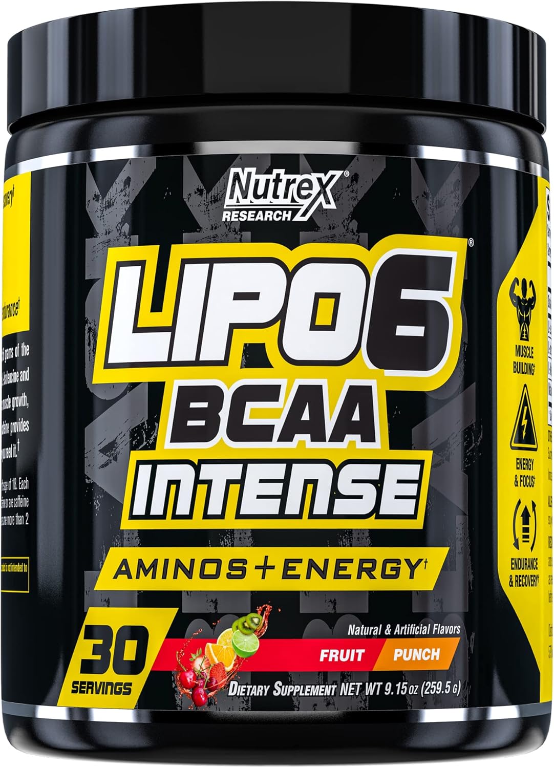 Nutrex Lipo6 BCAA Intense, Fruit Punch Powder, 259g