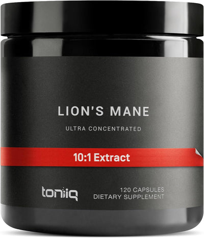 Toniiq Lion's Mane Capsules - 10:1 Extract, 30% Polysaccharides, 120 Count