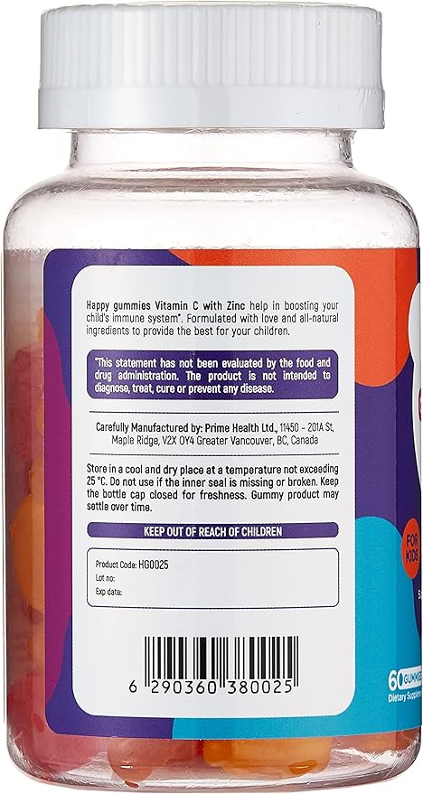 Happy Gummies Vitamin C + Zinc Gummies - 60 Pieces - Image 3