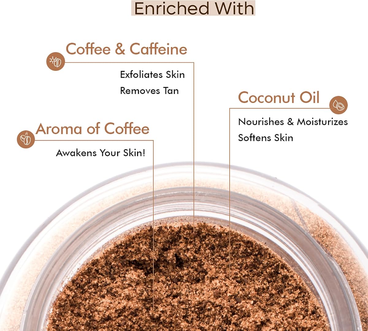 mCaffeine Naked & Raw Coffee Body Scrub - Exfoliating, Tan Removal, 100g - Image 3