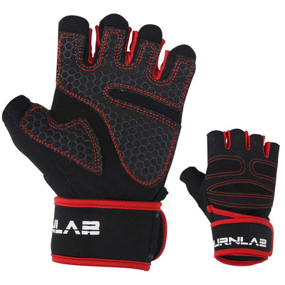 Burnlab Gym Gloves with Wrist Support - Basic Red Large - Image 3