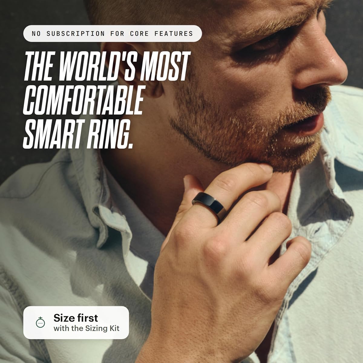 Ultrahuman Aster Black Smart Ring - Track Sleep, Stress & HRV, Size 6 - Image 2