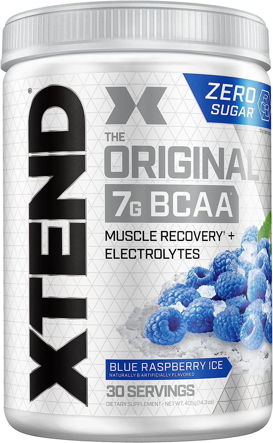 XTEND Original BCAA Powder - Blue Raspberry Ice, 7g BCAAs, 30 Servings