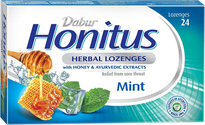 Dabur Honitus Herbal Lozenges Mint - Ayurvedic Relief - 24 Pack