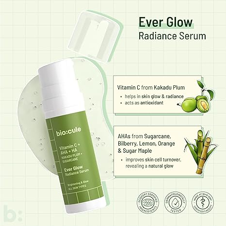 Biocule Ever Glow Radiance Serum - Vitamin C, AHA, HA - 30ml - Image 2