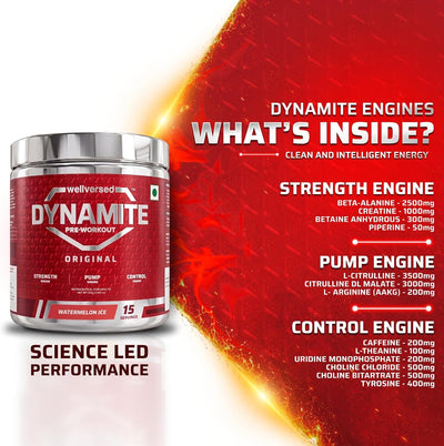 Wellcore Dynamite Pre-Workout Powder, Watermelon Ice - 210g - Image 5