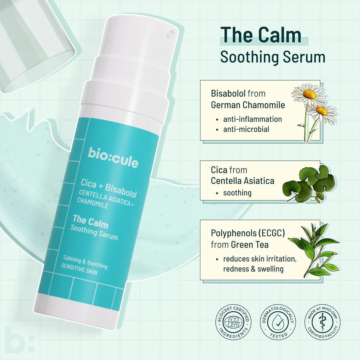 Biocule The Calm Soothing Serum - Cica + Bisabolol, 30ml - Image 6