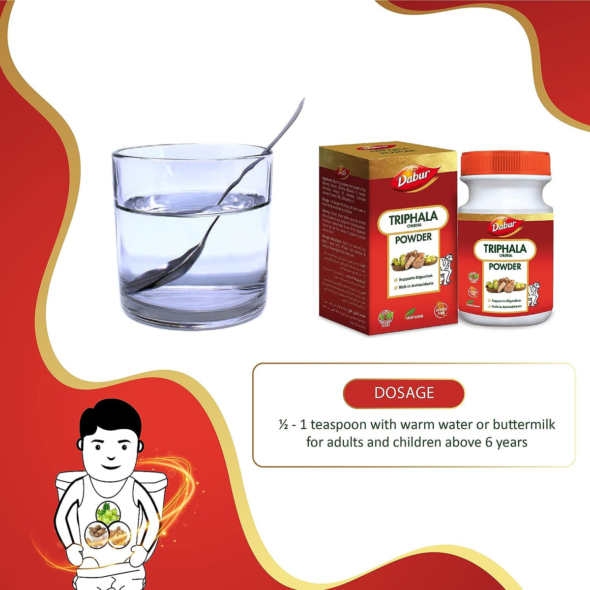 Dabur Triphala Churna Powder - Natural Constipation Relief, Digestion Support - 120g - Image 5