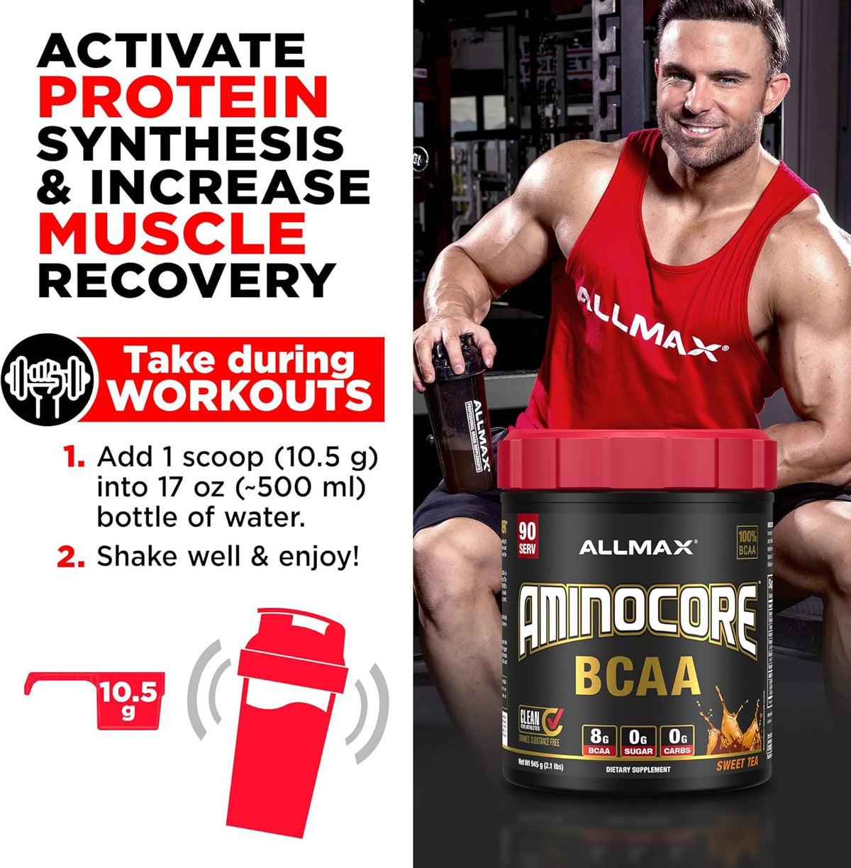 Allmax Nutrition Aminocore BCAA Powder Fruit Punch - 315g - Image 5