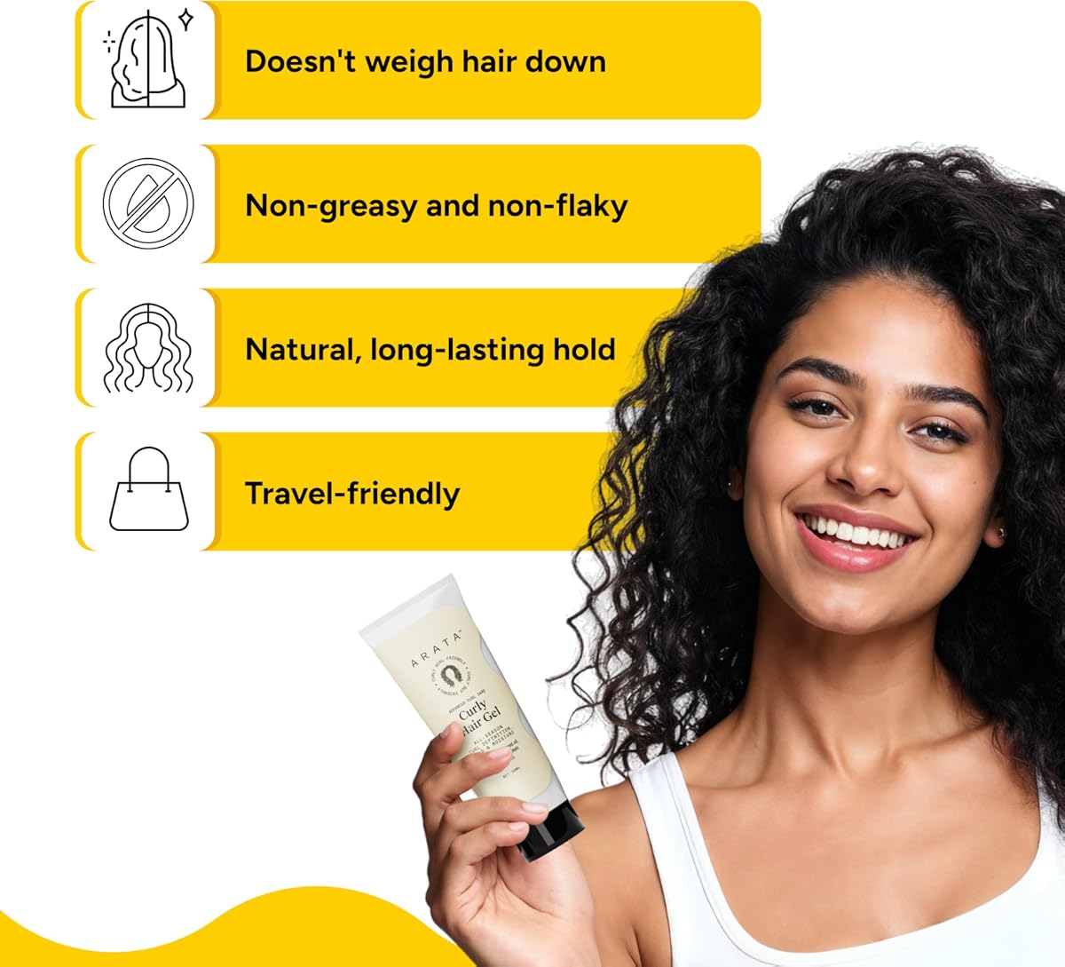Arata Curly Hair Gel - Abyssinian & Argan Oil Blend - 50ml - Image 4