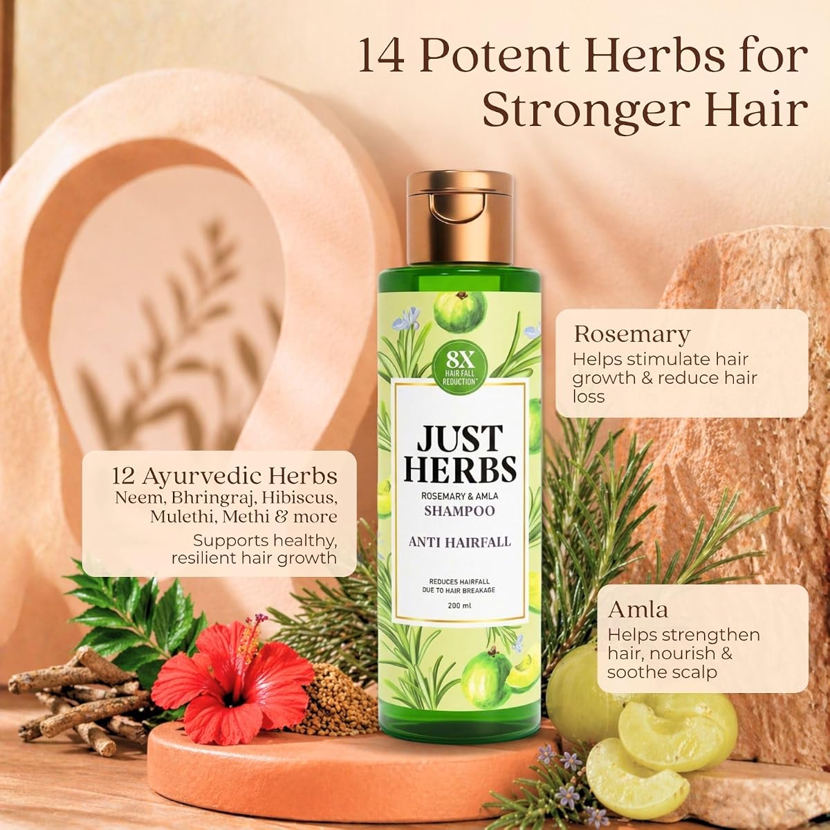Just Herbs Amla & Neem Anti-Hairfall Shampoo - Sulphate Free, 200ml - Image 7